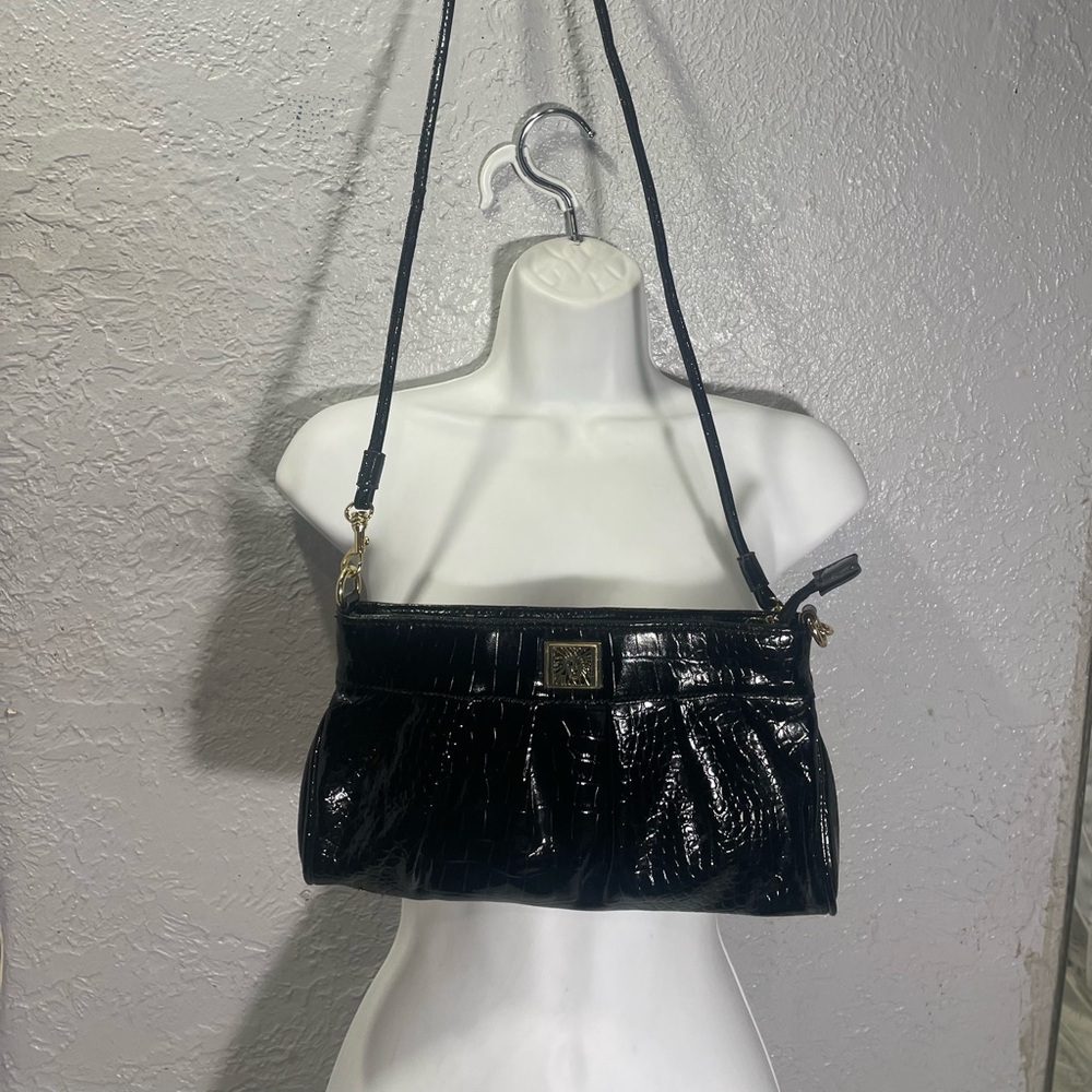 Anne Klein Glossy Black Shoulder Bag